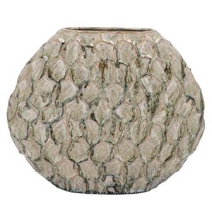DK Design Bloemenvaas Inga Jada - plat model - groen - 24 x 10 cm - moderne vaas - schub motief -