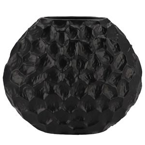 DK Design Bloemenvaas Inga Jada - plat model - zwart - 24 x 10 cm - moderne vaas - schub motief -