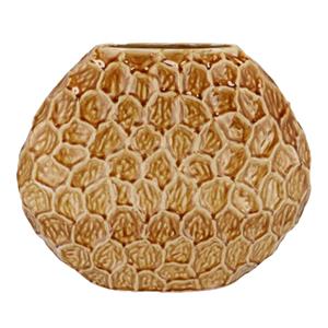 DK Design Bloemenvaas Inga Jada - plat model - bruin - 32 x 12 cm - moderne vaas - schub motief -
