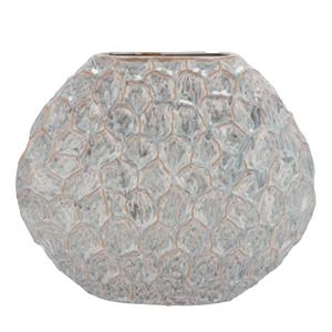 DK Design Bloemenvaas Inga Jada - plat model - grijs - 32 x 12 cm - moderne vaas - schub motief -