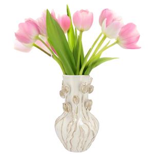 DK Design Bloemenvaas Mara - wit/creme - 28 x 28 x 45 cm - tulpvormige hals - moderne vaas -