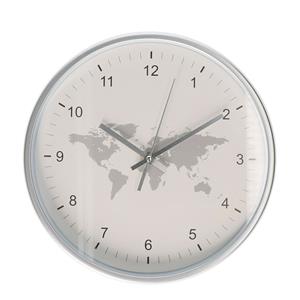 Gerimport Wandklok - wit - wereldkaart - 30 cm -