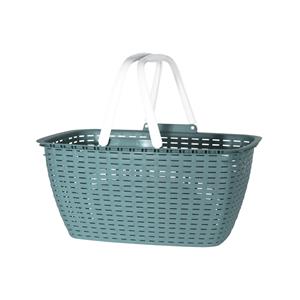 Merkloos Wasmand met hengsels - groen/wit - 26 liter - L43 x B30 x H21 cm -