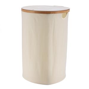 Tendance Wasmand met deksel - rond - bamboe hout - 70L - naturel wit - 60 x cm - was sorteren -