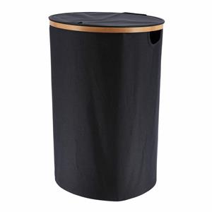 Tendance Wasmand met deksel - rond - bamboe hout - 70L - zwart - 60 x cm - was sorteren -