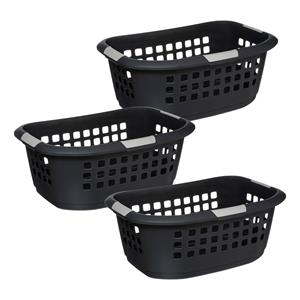 5five Wasmand extra groot - 3x - antraciet - kunststof - 51 liter - 67 x 47 x 27 cm -