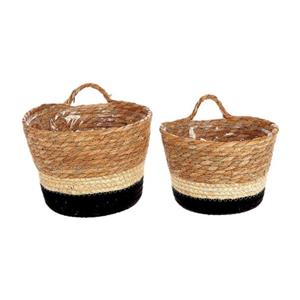 HBX natrural living Plantenmand Met Hengsel Makka Set A 2 Ø18xH13cm Ø20xH15cm