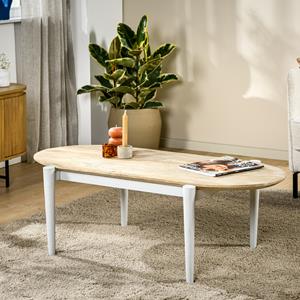 BASE Ovale Salontafel Devoris Mangohout, 120 x 60cm - Naturel/Wit - Ovaal