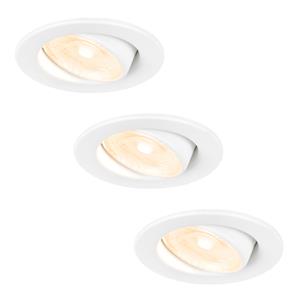 HOFTRONIC™ 3x Malta - LED inbouwspots badkamer - wit - IP44 - 5W - 2700K warm wit - dimbaar - 5 jaar garantie