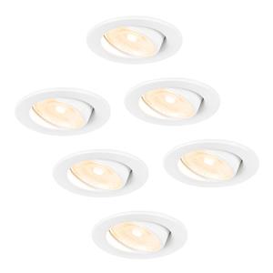 HOFTRONIC™ 6x Malta - LED inbouwspots badkamer - wit - IP44 - 5W - 2700K warm wit - dimbaar - 5 jaar garantie