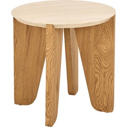 Bendt Ronde Bijzettafel Mikeya Travertinlook, 50cm - Beige