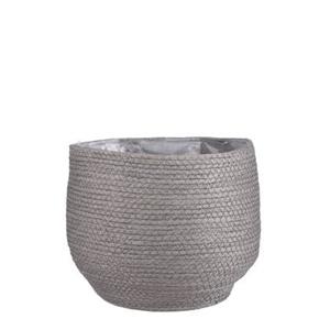 Mica Decorations Bloempot - rotan - grijs - jute - 26 x 24 cm -