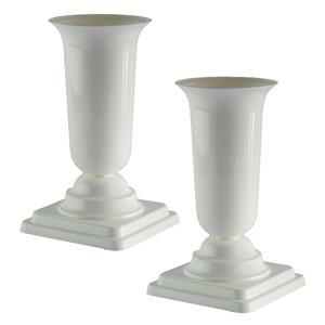 Form Plastic Grafvaas kunststof - 2x - wit - H40 cm - grafdecoratie - bloemenvaas voor herdenkingsplaats/kerkhof -