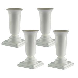 Form Plastic Grafvaas kunststof - 4x - wit - H40 cm - grafdecoratie - bloemenvaas voor herdenkingsplaats/kerkhof -