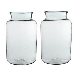 Merkloos 2x Cilinder vaas / bloemenvaas transparant glas x 23 cm -