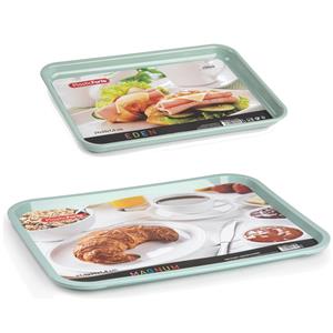PlasticForte Dienblad/serveerblad set 2x mintgroen kunststof - x 31 cm/29 x 20 cm -