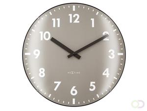 NeXtime Wandklok 35cm Koepelglazen Lens - Stil - Khaki - Glas - 