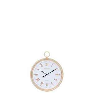 J-Line klok Kyr - rotan - naturel|wit - small - Ø 48 cm