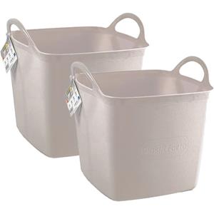 PlasticForte Kuip/emmer/wasmand - 2x - flexibel - beige - 27 liter - vierkant - kunststof -