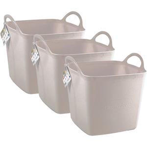 PlasticForte Kuip/emmer/wasmand - 3x - flexibel - beige - 27 liter - vierkant - kunststof -