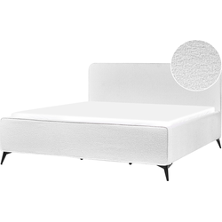 Beliani  VALOGNES - Bed - Wit - 180 x 200 cm - Bouclé