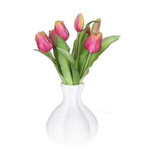 Countryfield bol vaas Fabio - streep dessin - terracotta - wit - 14 x 16 cm -