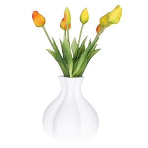 Countryfield bol vaas Fabio - streep dessin - terracotta - wit - 19 x 21 cm -