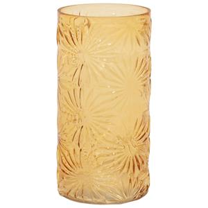 Mega Collections Bloemenvaas Debby - oranje - glas - bloem relief - 15 x 35 cm -