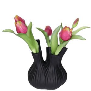 Countryfield Bloemenvaas Moyo - mat zwart - L17 x  B17 x H20 cm - tulpenvaas - interieur - decoratie -
