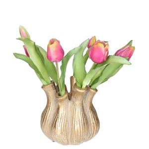 Countryfield Bloemenvaas Moyo - tulpenvaas - goud - L17 x B17 x H20 cm - interieur - decoratie -