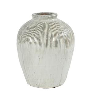 Countryfield Bloemenvaas/bloempot Gayle - witgroen - L19 x B19 x H24 cm - rustiek - decoratie  -