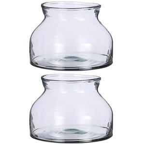 Merkloos 2x stuks glazen bloemenvaas Vienne Bowl H15 x D27 cm -
