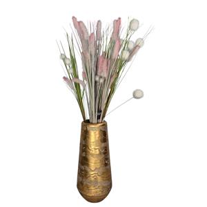Countryfield Bloemenvaas Peggie - metaal - L19 x B19 x H41cm - metallic goud - decoratie - interieur -
