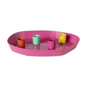Xenos Kaarsenplateau met magneten - roze - 3x24x18.5 cm