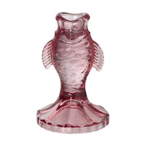 Xenos Kandelaar vis - rood - ø8x12 cm