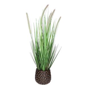 Mega Collections bloempot Pebblo - keramiek - bruin - D15 x H13 cm -