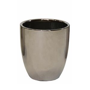 Mega Collections Bloempot Emperor - rond - zilver - D19 x H25 cm - glans -