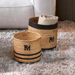 Rivièra Maison Mand RM Striped Monogram Bananenblad, Set van 2 stuks - Naturel