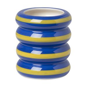 Xenos Bloempot rib groot - blauw/geel - ø9.5x11 cm