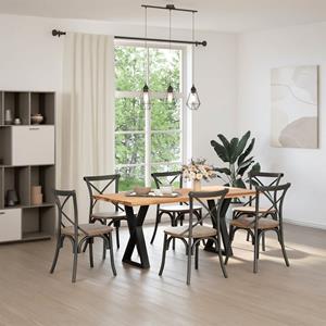 vidaXL Eettafel rechthoekig 180x80x74 cm massief eikenhout lichtbruin
