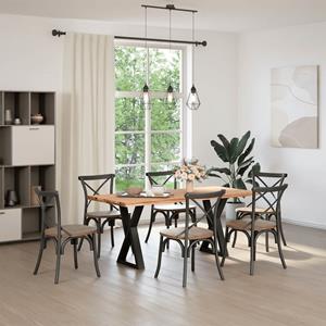 vidaXL Eettafel met natuurlijke rand 180x80x74 cm eikenhout lichtbruin