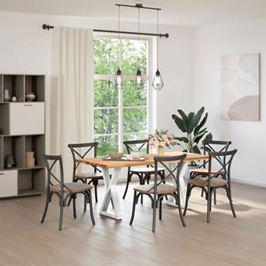 vidaXL Eettafel rechthoekig 180x80x74 cm massief eikenhout lichtbruin