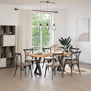 vidaXL Eettafel rechthoekig 180x80x74 cm massief eikenhout lichtbruin