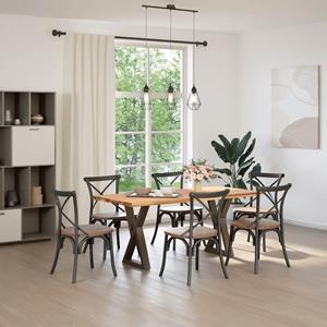 vidaXL Eettafel rechthoekig 180x80x74 cm massief eikenhout lichtbruin