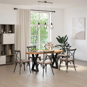 vidaXL Eettafel 180x90x74 cm ovaal massief eikenhout lichtbruin