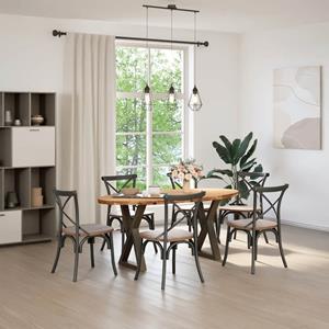 vidaXL Eettafel 180x90x74 cm ovaal massief eikenhout lichtbruin