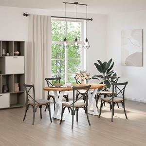 vidaXL Eettafel 180x90x74 cm ovaal massief eikenhout lichtbruin