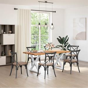 vidaXL Eettafel rechthoekig 180x90x74 cm massief eikenhout lichtbruin