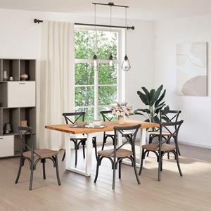 vidaXL Eettafel met natuurlijke rand 180x100x74 cm massief eikenhout