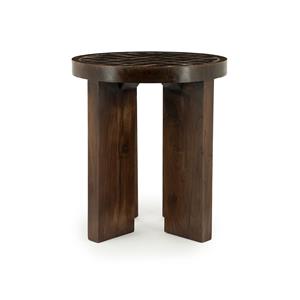 By-Boo Ronde Bijzettafel TiledUp Keramiek en mangohout, 40cm - Bruin